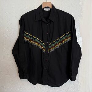 Vintage Side Saddle Western Back Shirt with Beaded Chevron Detail
